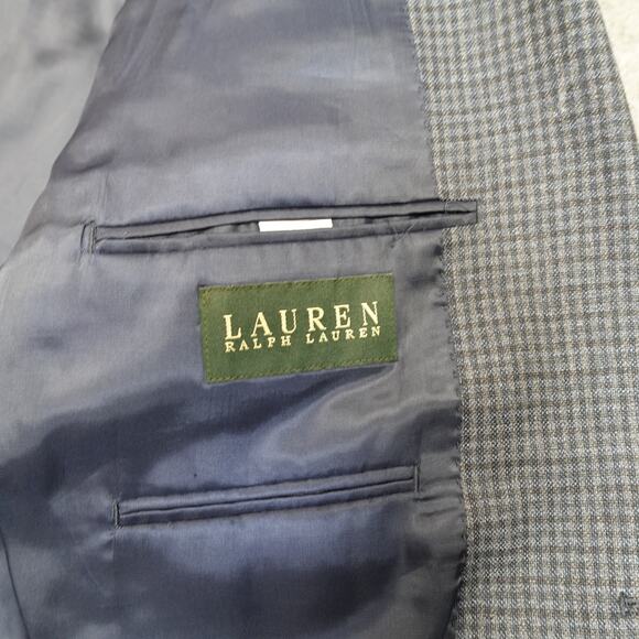 Ralph Lauren Blazer Mens 48L Blue 2 Button Silk Wool Sport Coat Jacket Checked - Picture 12 of 14